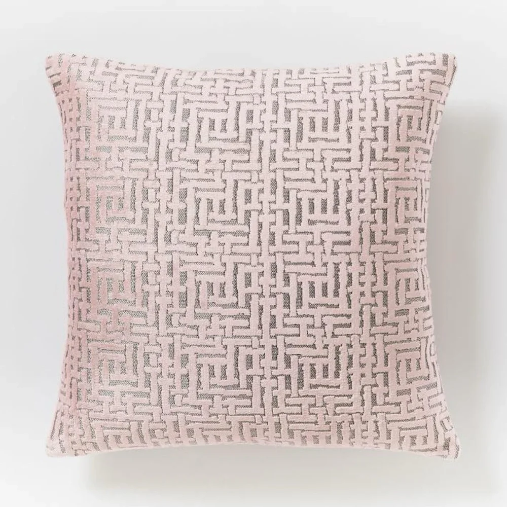 West Elm Allover Crosshatch Jacquard Velvet Pillow with Down Insert 20x20” Pink